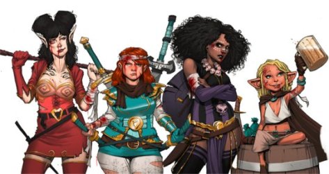 Cover art featuring all four members of the Rat Queens.