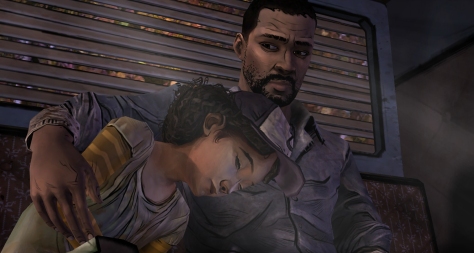 Lee and Clementine. Black protagonist from The Walking Dead video game.